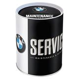 Nostalgic-Art BMW Service Retro Spaarpot, cadeau-idee voor fans van auto-accessoires, metalen bankbiljettendoos, ijzer-wit, 1 liter