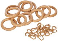 Gardinia Gordijnringen voor gordijnroedes, Ø28 mm, inclusief gordijnhaken, 10 stuks, breedte ring: 9 mm, hout, naturel