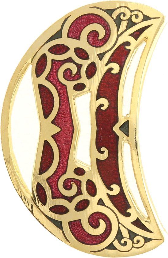 Behave Dames Broche vintage halve maan rood emaille