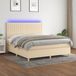 Prolenta Maison Exclusive - Sommier à lattes de lit et matelas et LED Crème 160x200cm Tissu
