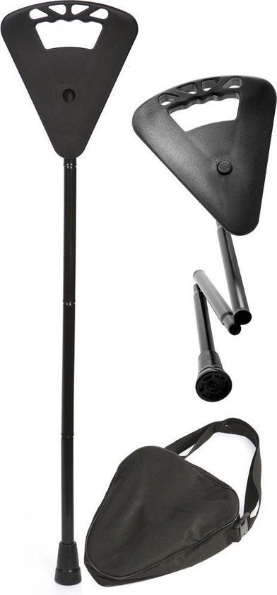 Flipstick - Zit-/wandelstok - Opvouwbaar - Zwart