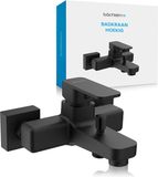 Bächlein Universele Badkraan in Hoekig Ontwerp - Complete Badkraanset inclusief alle accessoires - Eenhendelkraan voor het Bad Mat Zwart - vierkant
