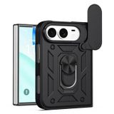 Icecat Coque Hybride iPhone Duo à Anneau Rotatif avec Protection pour Appareil Photo - Noire