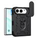 Icecat Coque Hybride iPhone Duo à Anneau Rotatif avec Protection pour Appareil Photo - Noire