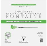 Clairefontaine 976086C Blok, gelijmd, 4 zijden, fontein, extra wit, 30 x 30 cm, 300 g, 15 vellen, aquarelpapier, extra wit, 100% katoen, professionele kwaliteit