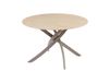 ARAVIS Ronde eettafel 120 cm - Beige keramiek met steeneffect en bruin design onderstel