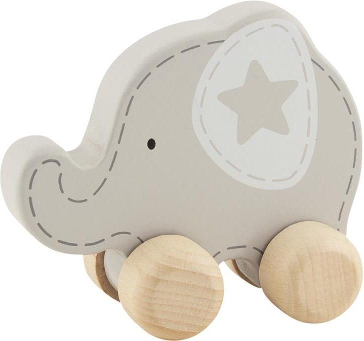 Goki Trekdier Olifant Hout Grijs 9 x 11 cm