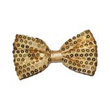 Funny Fashion Carnaval verkleed vlinderstrikje met glitter pailletten - goud - polyester - heren/dames