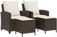 vidaXL Ensemble de banc de jardin 4 pièces avec coussins, polyrotin marron