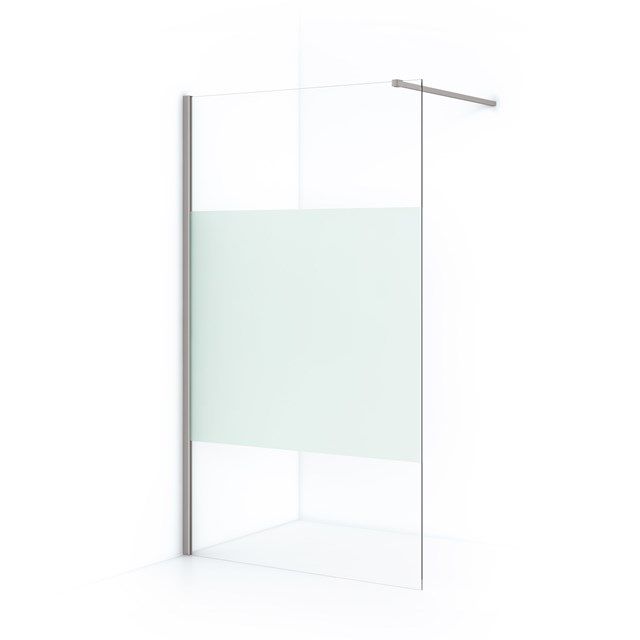 Maxaro Inloopdouche Diamond 110cm 8mm Helder Veiligheidsglas met Matte Strook Geborsteld RVS