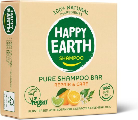 Happy Earth 100% Natuurlijke Shampoo Bar Repair &amp; Care 70 gr