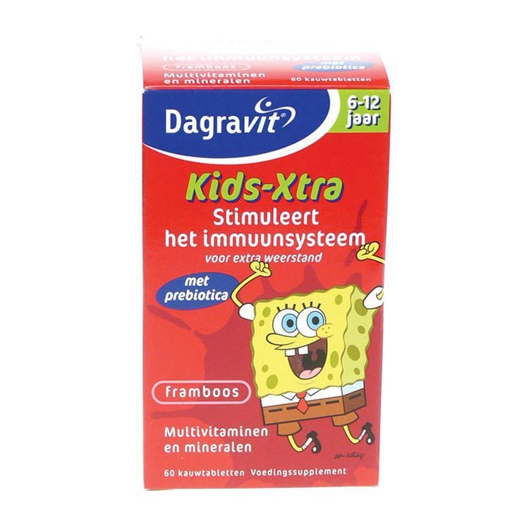 Dagravit Kids Multivitamine Xtra 6-12 Kauwtabletten Framboos 60st
