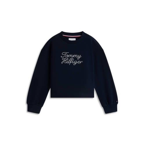 Tommy Hilfiger sweater met borduursels - donkerblauw