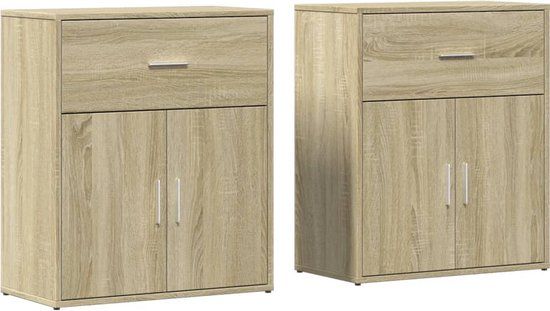 vidaXL Dressoirs 2 st 60x31x70 cm bewerkt hout sonoma eikenkleurig