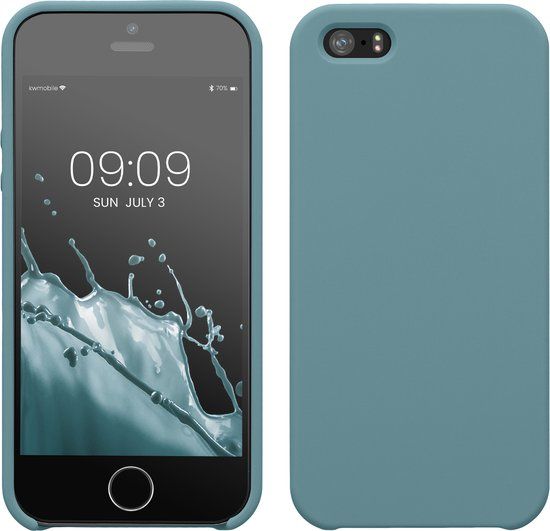 kwmobile telefoonhoesje geschikt voor Apple iPhone SE (1.Gen 2016) / iPhone 5 / iPhone 5S - Hoesje met siliconen coating - Smartphone case in Arctische nacht