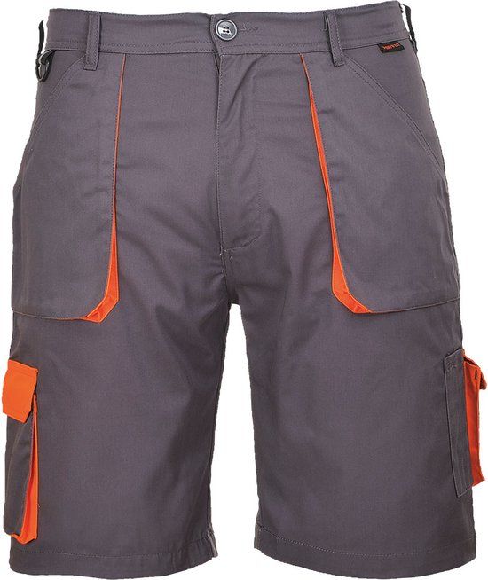 Portwest Texo Contrast Korte Broek - Grijs Oranje - Maat S - Unisex