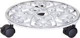 Merkloos Rouleur pour plantes Diamètre 29 x 6.5 cm I Rouleur pour pots de fleurs extérieur et intérieur I Rouleur pour pots en fonte Blanc avec 2 freins I Capacité de charge 50 kg