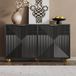 OKWISH Dressoir - 120 x 35 x 71,5 cm - 4 Deuren - Verstelbare Binnenplanken - Gesloten Opbergruimte - MDF Zwart met Gouden Details