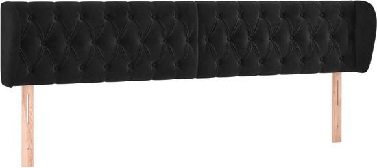 vidaXL Hoofdbord met randen 183x23x78/88 cm fluweel zwart