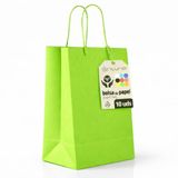 Groene OFITURIA Groene papieren zakken S, met handvat, 10 stuks, robuuste en recyclebare zakken voor cadeau en handel (22 x 10 x 27 cm, groen)
