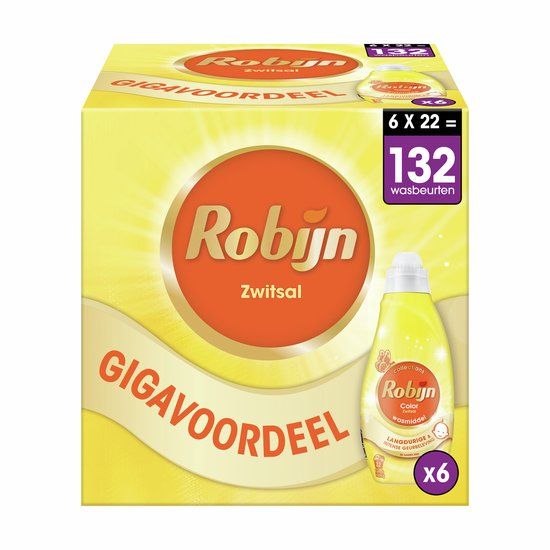 Robijn Klein & Krachtig Vloeibaar Wasmiddel - Color Zwitsal - 6 x 22 wasbeurten - Voordeelverpakking