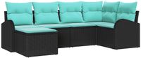 vidaXL Ensemble de Canapés 6 pc Noir et turquoise polyrotin