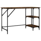 Bureau 120x50x75 cm métal et bois traité couleur chêne fumé