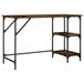 Bureau 120x50x75 cm métal et bois traité couleur chêne fumé