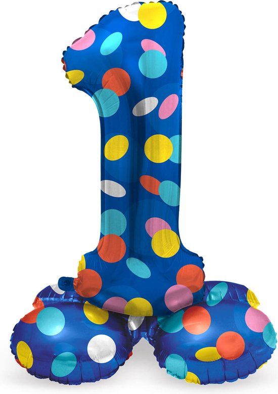 Folat - Folieballon Cijfer 1 Colorful Dots - 72 cm - Verjaardag