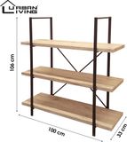 Urban Living "DOCK" Boekenkast met 3 planken 100x33xH106cm