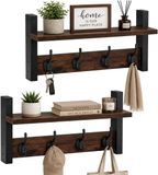 Merkloos Relaxdays Wandgarderobe - 2 stuks - 40x19,5x11 cm - bruin