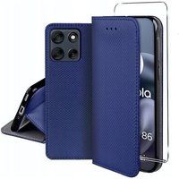 Motorola Housse pour Motorola Moto G86 / G86 Power 5G - etui coque pochette portefeuille + verre trempe - BLEU MAGNET