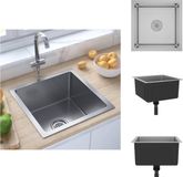 vidaXL Gootsteen - handgemaakt - roestvrij staal - Modern - Rechthoek - 40x40x20 cm - Zilver