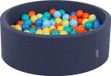 KiddyMoon Ballenbak voor kinderen Rond 90x30cm - 200 ballen ∅7cm - Speelgoed baby schuim - Baby ballenbad foam - Kunststof ballen - Ballenbak ballen - Voor sensorische - Met schuimvulling - Blauw: Lichtgroen Oranje Turkoois Blauw Babyblauw Geel