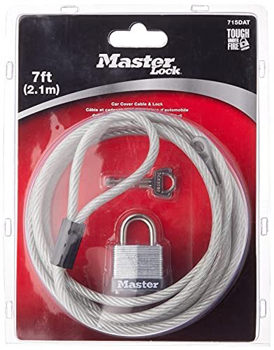 Master Lock Master Lock 715DAT stalen afdekkabel met hangslot van gelamineerd staal, 2,1 m kabel en 3,8 cm breed slot