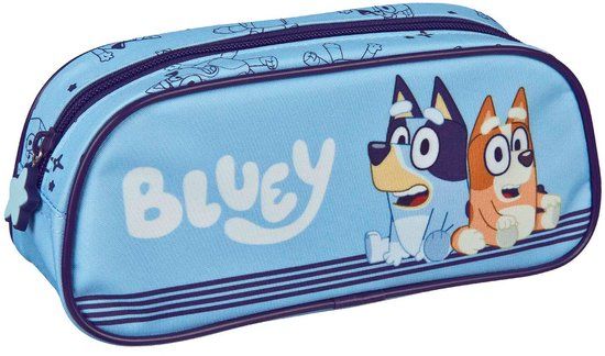 Bluey Etui Blauw Kunststof Soft case 1 Vak Rechthoek Cartoon Kinderen