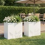 vidaXL Plantenbak 2 stuks Wit Metaal 50 x 30 x 49 cm