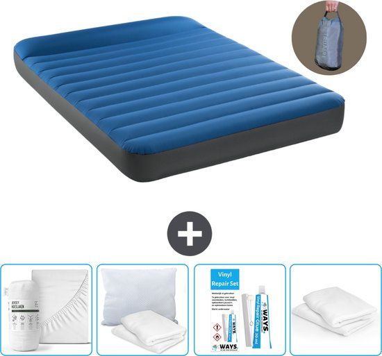 Intex Luchtbed - Twijfelaar - 137 x 191 x 22 cm - Blauw - Complete Set