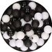 Billiet - Vanlaere Set van 40x stuks kunststof kerstballen mix zwart en wit 3 cm