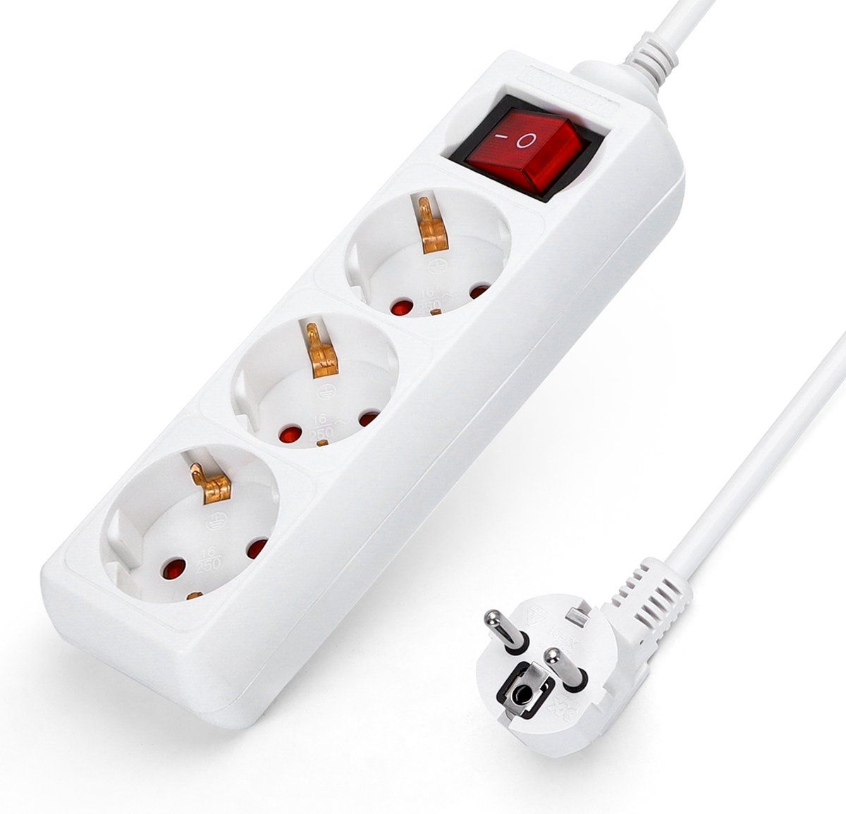 Aigostar 20FGM Stekkerdoos - 3-voudig - 1.5 meter - Wit