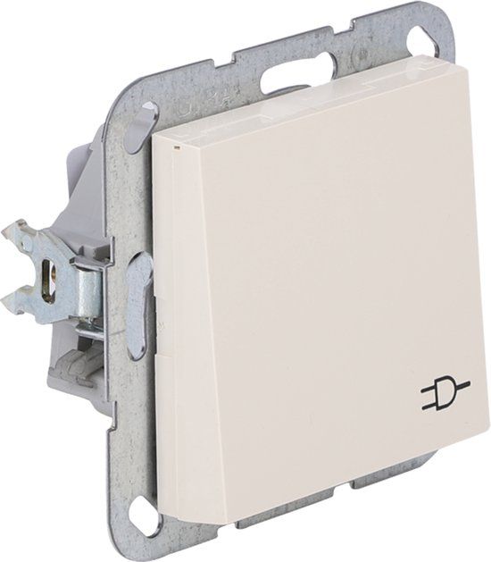 Gira System 55 Contactdoos | Inbouw | 1-voudig | Randaarde | Met Klep | Crème - 66.052.44