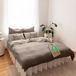 LILIMAUS Dekbedovertrek 135x200 cm mousseline katoen lichtbeige et donkerbeige avec kussensloop 80x80 cm