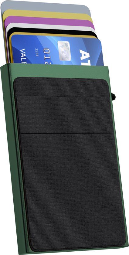 Nuvance Pasjeshouder Uitschuifbaar - Rfid Bescherming - Creditcardhouder - Groen/Zwart
