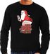 Bellatio Decorations Foute Kersttrui / sweater - voor heren - All I Want is - zwart - blote kont - kerstman L