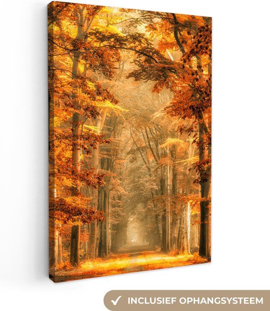OneMillionCanvasses Canvas schilderij - Herfst bos - 20x30 cm