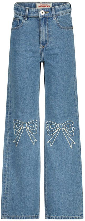 Vingino Cato Bow Meisjes Jeans - Mid Blue Wash