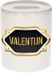 Bellatio Decorations Shoppartners Bv Spaarpot met voornaam Valentijn - wit - met goud/zwart embleem - 8 x 9 cm - keramiek - met afsluitdop - cadeau verjaardag