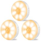 GONICVIN Sensorverlichting Oplaadbare Draadloze Wandlamp LED Nachtlampen Auto/On/Off, Trappen Woonkamer Gangen Kast Keuken Onder Kasten (3 Pack, Warm Licht)