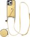 AVY Leren Hoesje geschikt voor Apple iPhone 16 Pro Max | Met Koord, Wallet en Pouch | Compatibel met MagSafe | Leather Case met 130CM Koord | Long Leather | Croco Geel