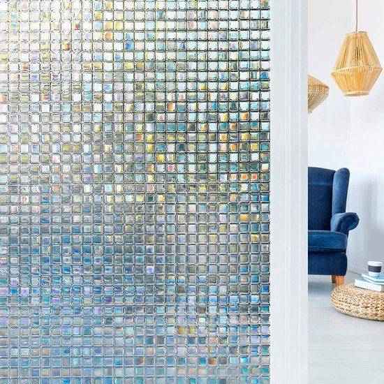 Simple Fix Raamfolie - 60x200cm - Zonwerend - Anti Inkijk - Statisch - Regenboog - Glas in Lood